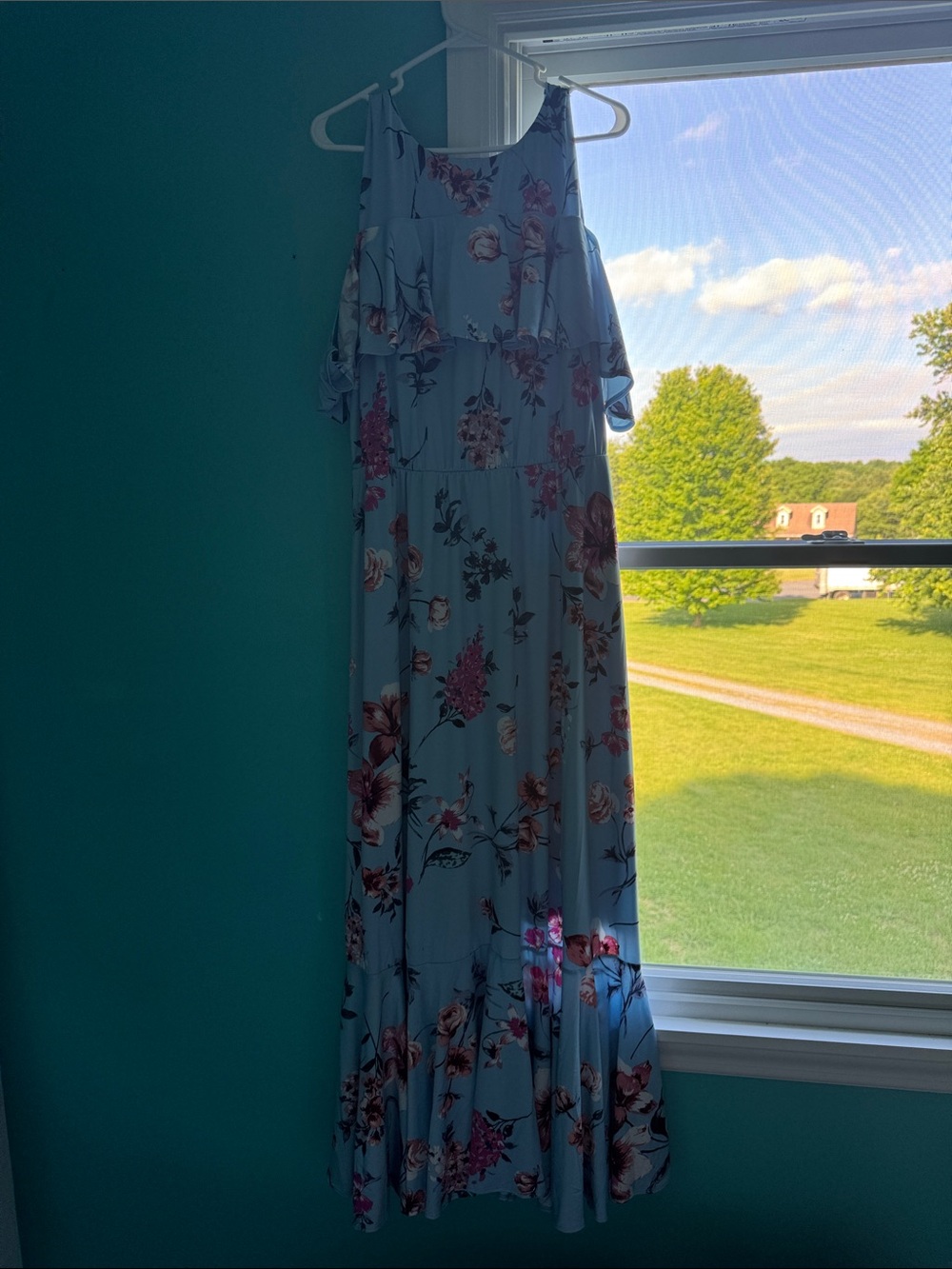 Kiyonna Light Blue Floral Maxi Dress